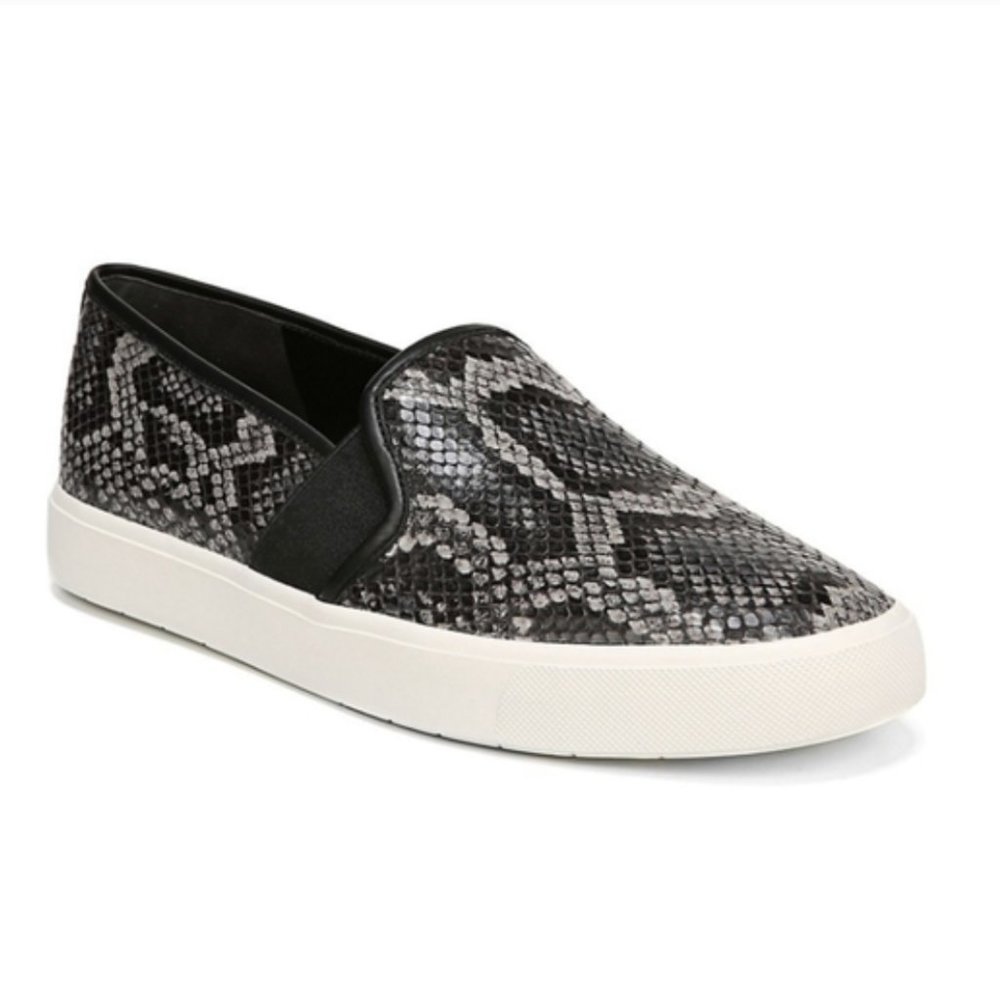 Vince Blair Snake Print Leather Slip On Sneaker
